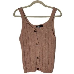 Sweet Rain sleeveless knitted top mauve crotchet size large